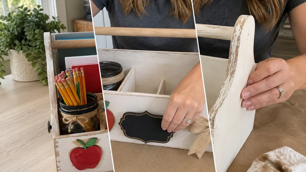Rustic Farmhouse Back-to-School Homework Caddy