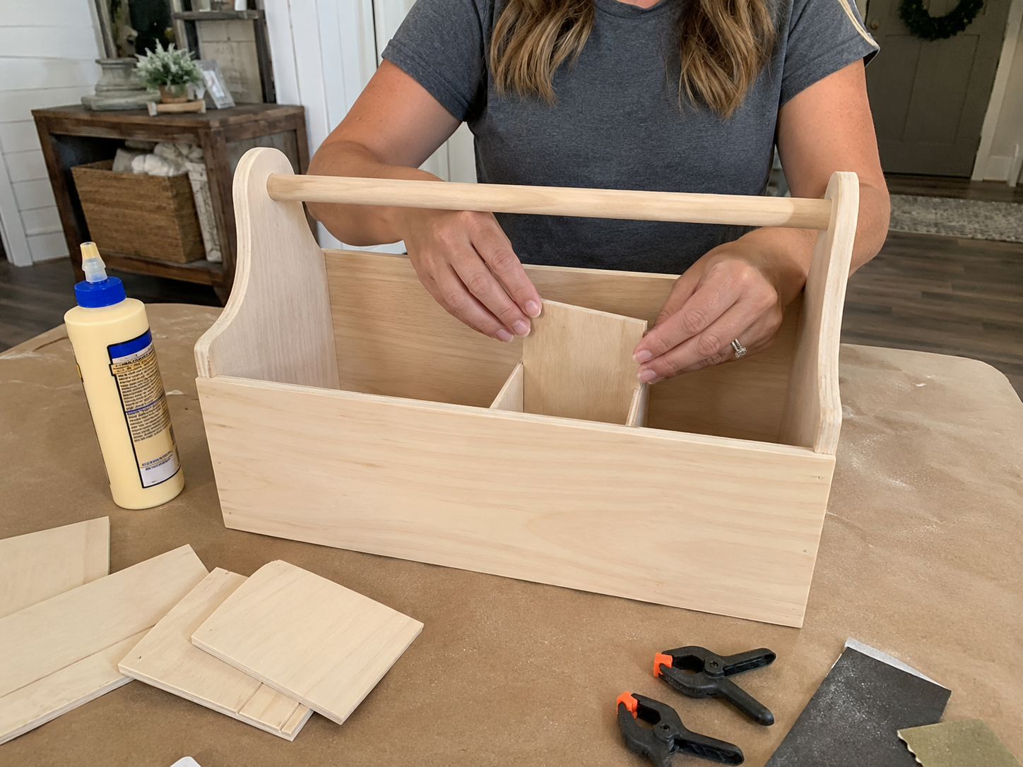 How to assemble & prepare caddy structure - Rustic Farmhouse Back-to-School Homework Caddy DIY tutorial