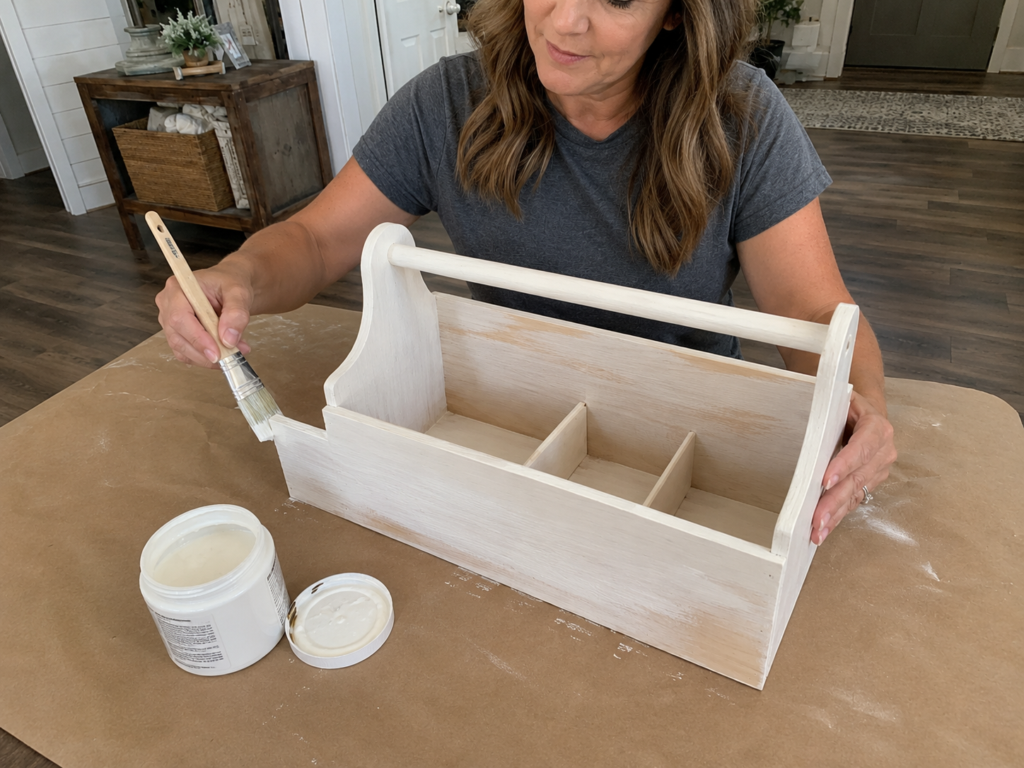 How to create distressed finish - Rustic Farmhouse Back-to-School Homework Caddy DIY tutorial