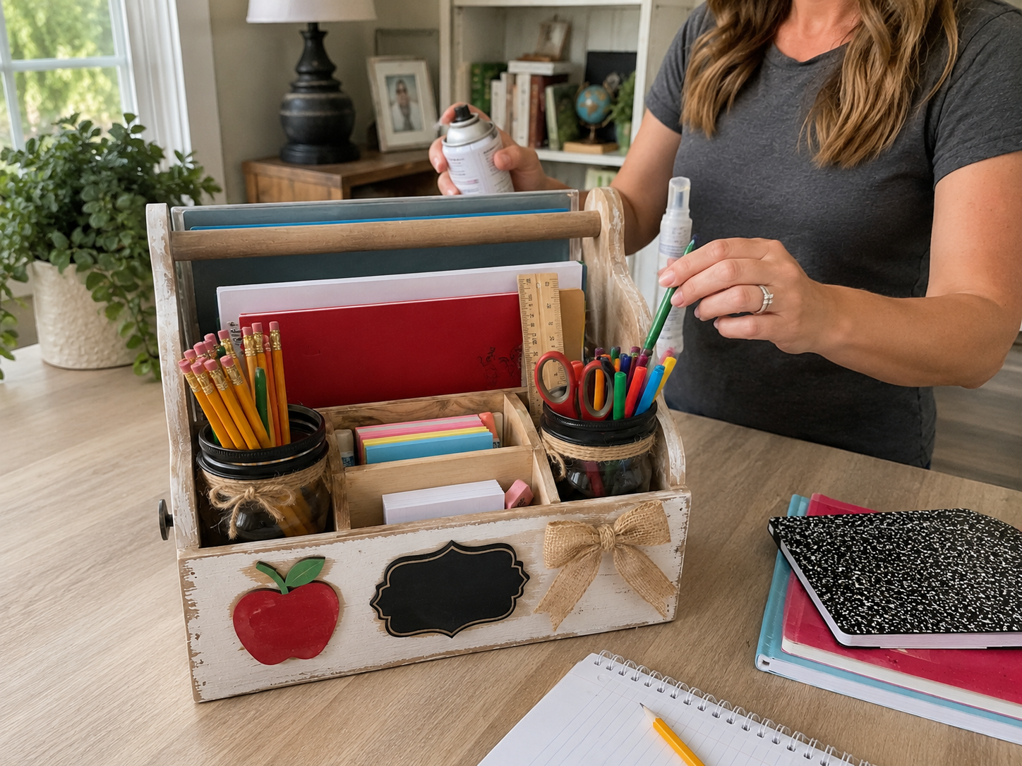 How to seal for protection & finish - Rustic Farmhouse Back-to-School Homework Caddy DIY tutorial