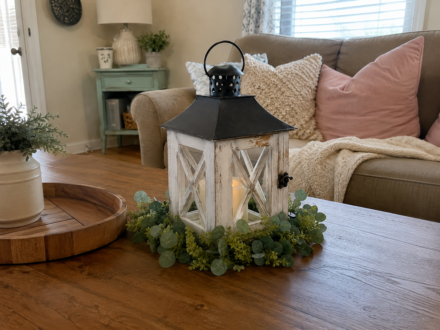 How to final assembly & styling - Rustic Farmhouse Lantern Centerpiece DIY tutorial
