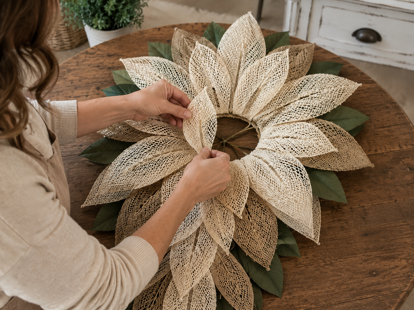 How to form inner petal layer - Rustic Layered Flower Door Hanger: Farmhouse Charm on a Budget! DIY tutorial