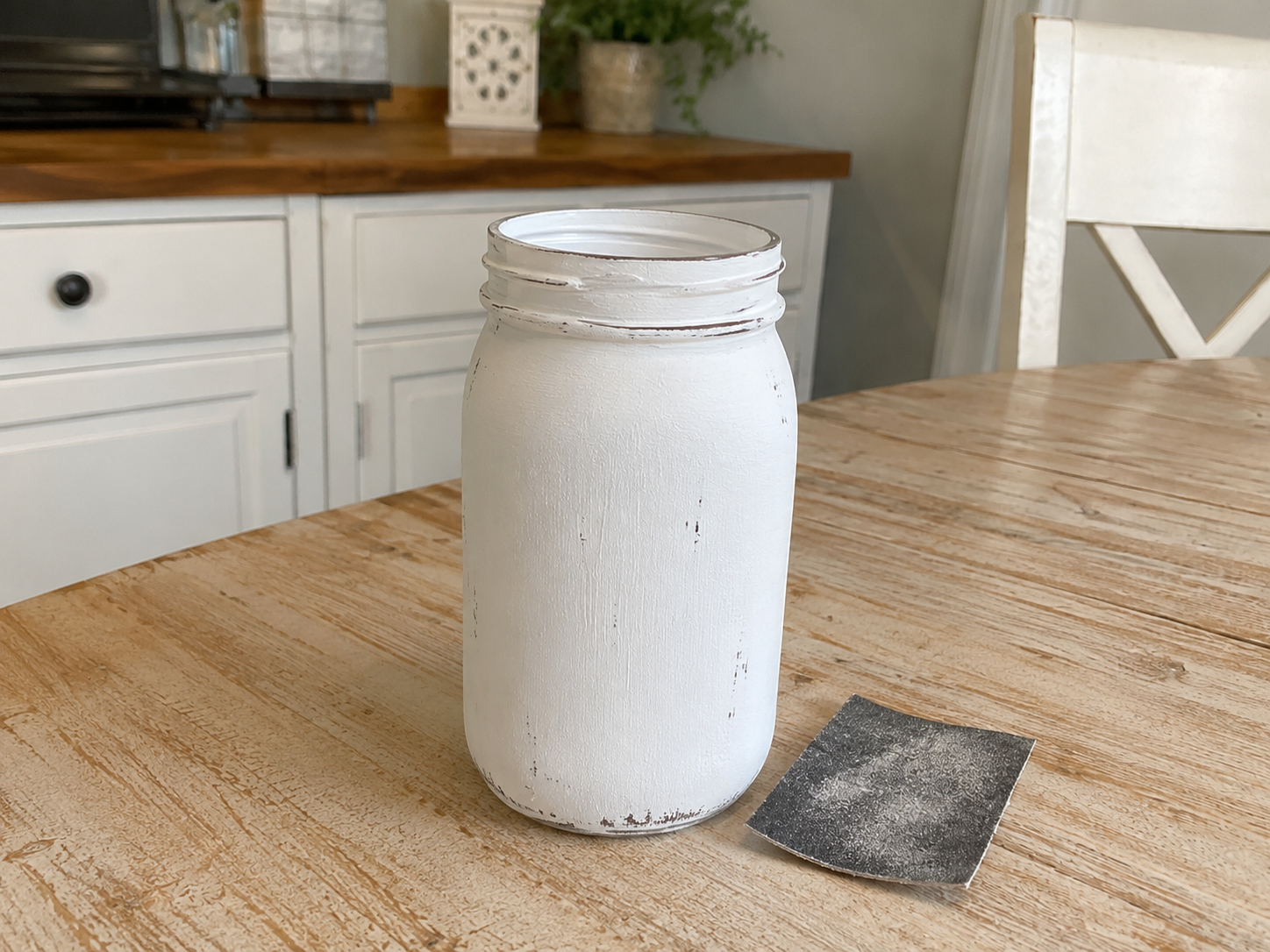 How to achieve a distressed finish - Rustic Summer Lemon Daisy Jar Centerpiece DIY tutorial