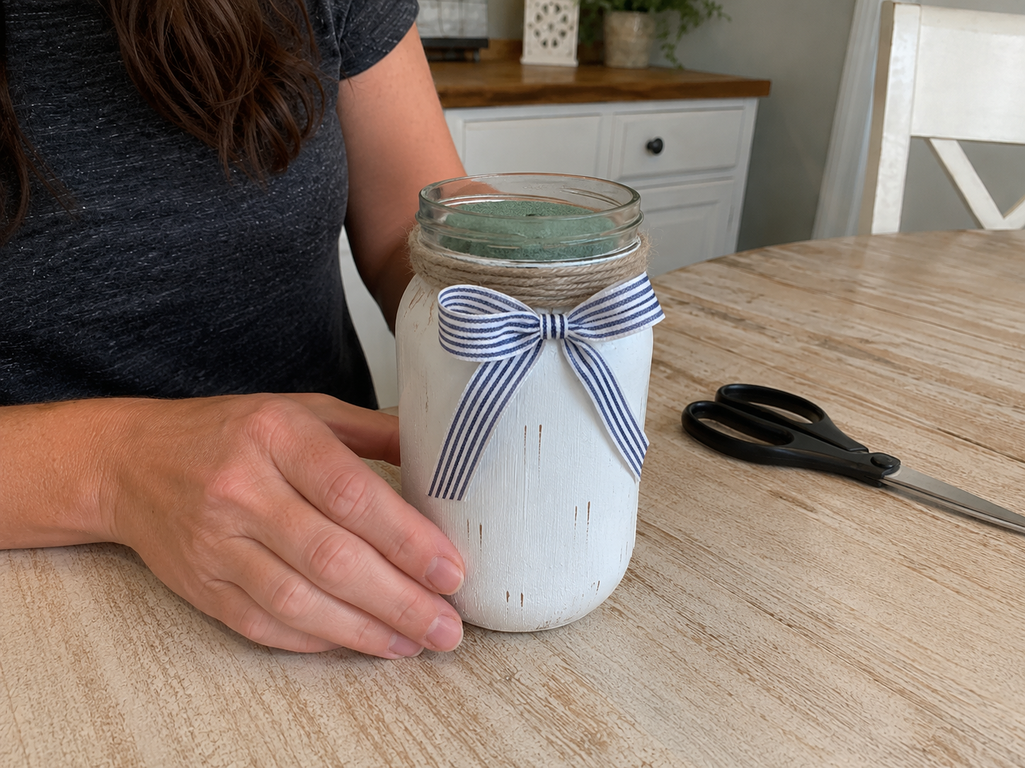 How to prepare for floral arrangement - Rustic Summer Lemon Daisy Jar Centerpiece DIY tutorial