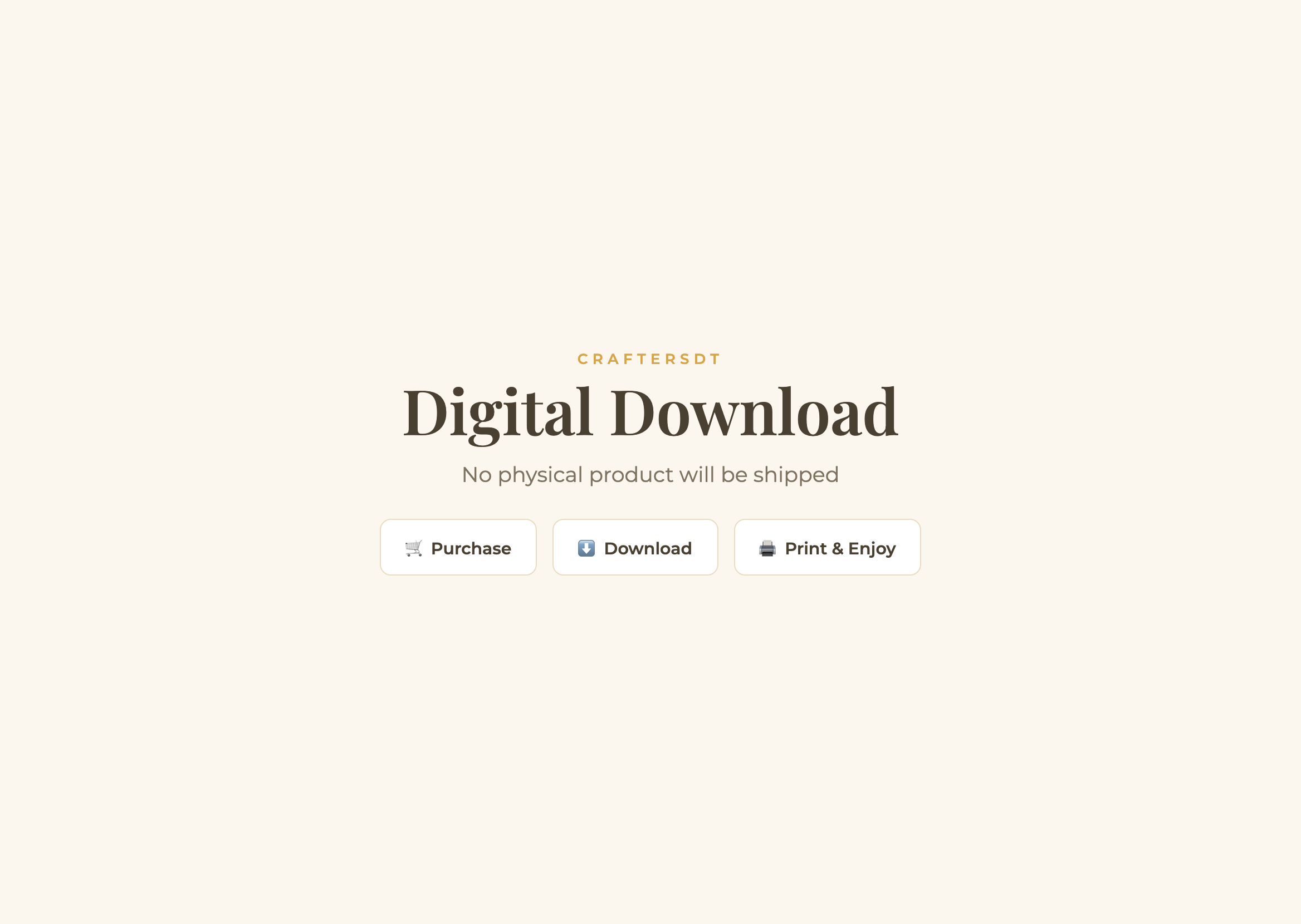 Digital download notice with purchase, download and print steps
