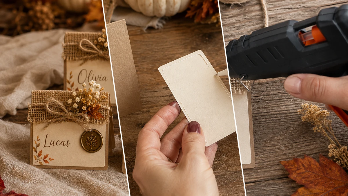 DIY Rustic Autumn Wedding Place Cards (Dollar Tree Style) - DIY Paper Crafts craft tutorial for Wedding & Party