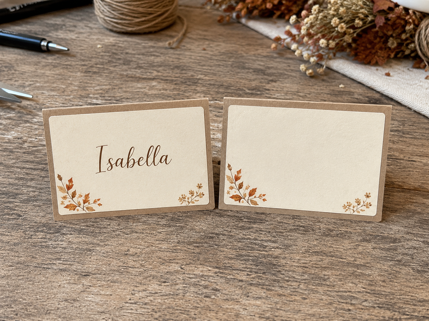 How to personalize guest names & design - DIY Rustic Autumn Wedding Place Cards (Dollar Tree Style) DIY tutorial