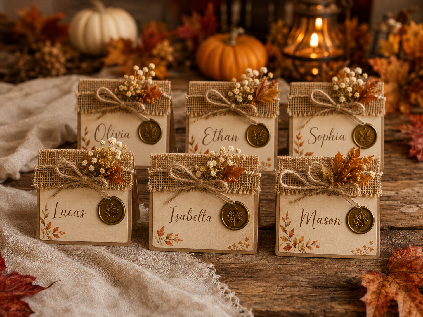 How to present your autumn place cards - DIY Rustic Autumn Wedding Place Cards (Dollar Tree Style) DIY tutorial