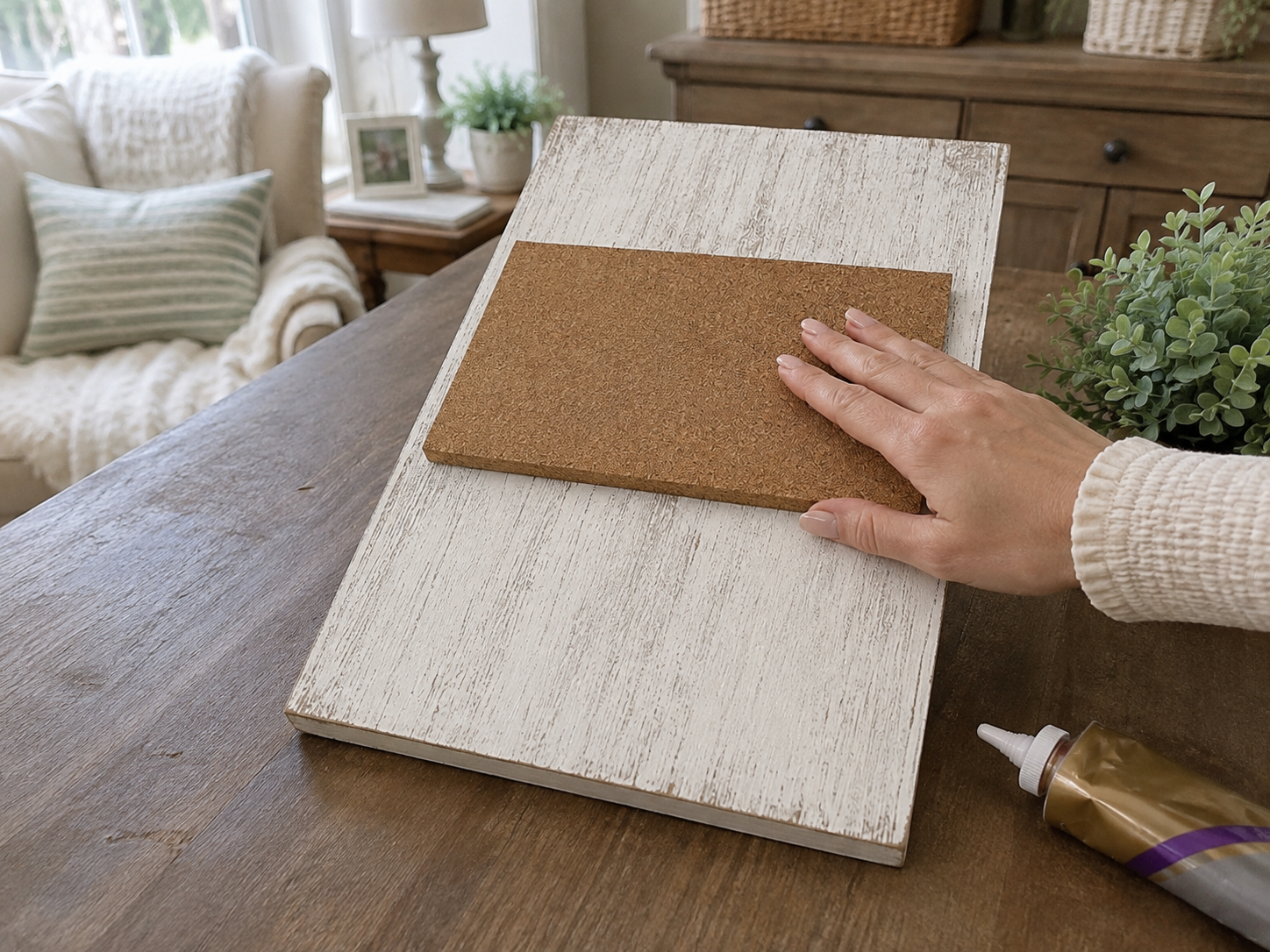 How to secure cork board & clothespins - Farmhouse Charm: DIY Wall Mail Organizer & Memo Station DIY tutorial