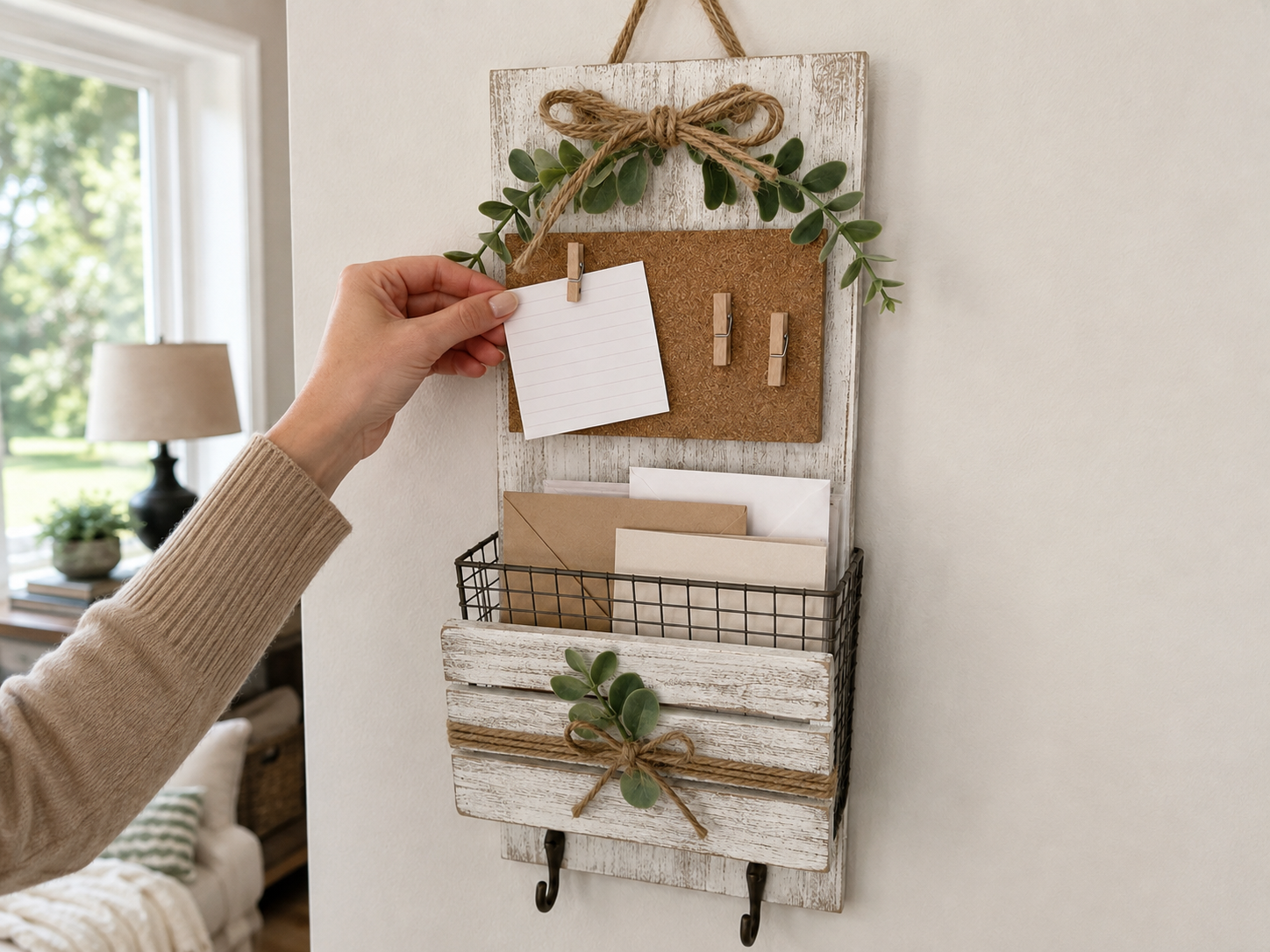 How to final check & display - Farmhouse Charm: DIY Wall Mail Organizer & Memo Station DIY tutorial