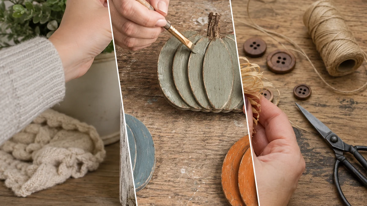 Rustic Stacked Pumpkin Wall Plaque - DIY Home Decor craft tutorial for Fall & Autumn