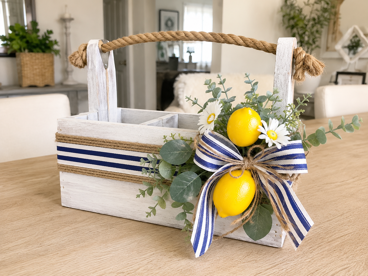 How to add finishing bow - Rustic Summer Lemon Caddy: A Farmhouse Picnic Essential DIY tutorial