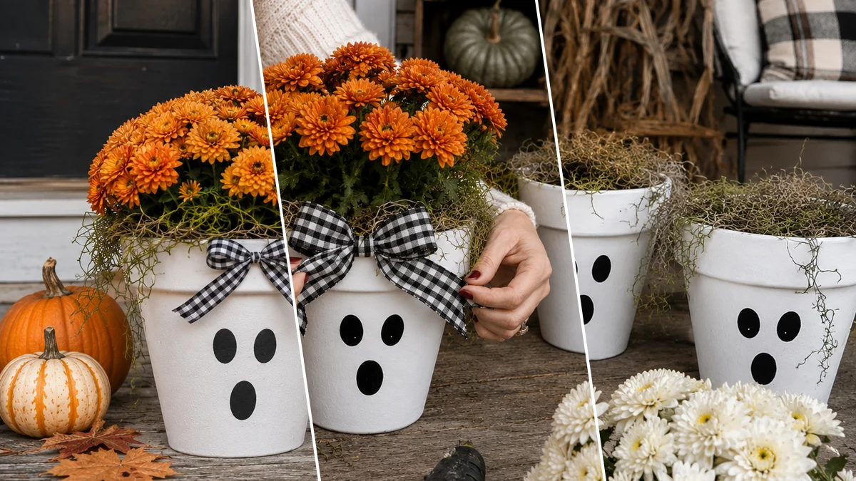 Spooky Chic Ghost Flower Pot Porch Decor