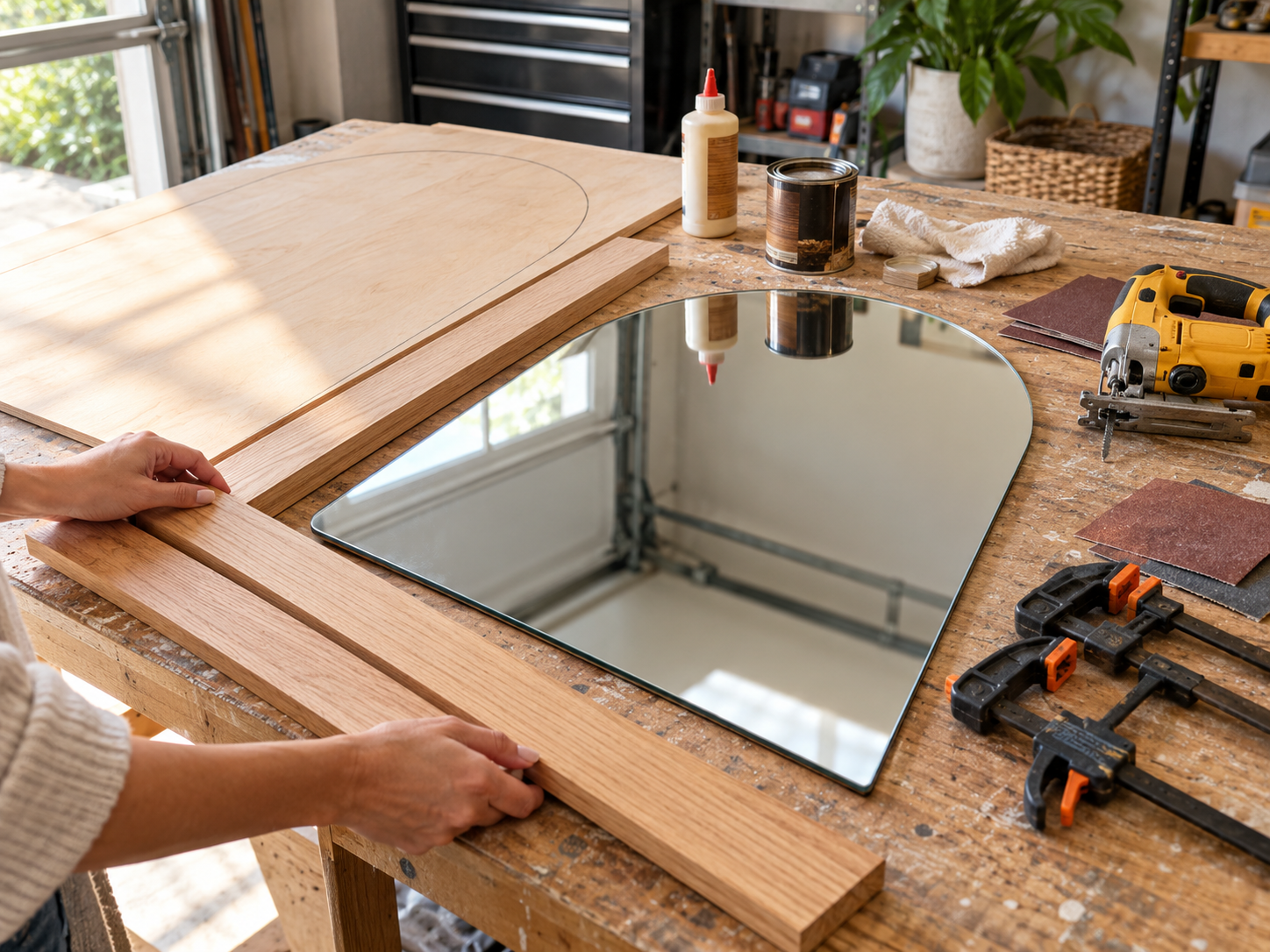Advanced DIY Arched Oak Frame Floor Mirror Woodworking Project, step 1: Design and Template Creation