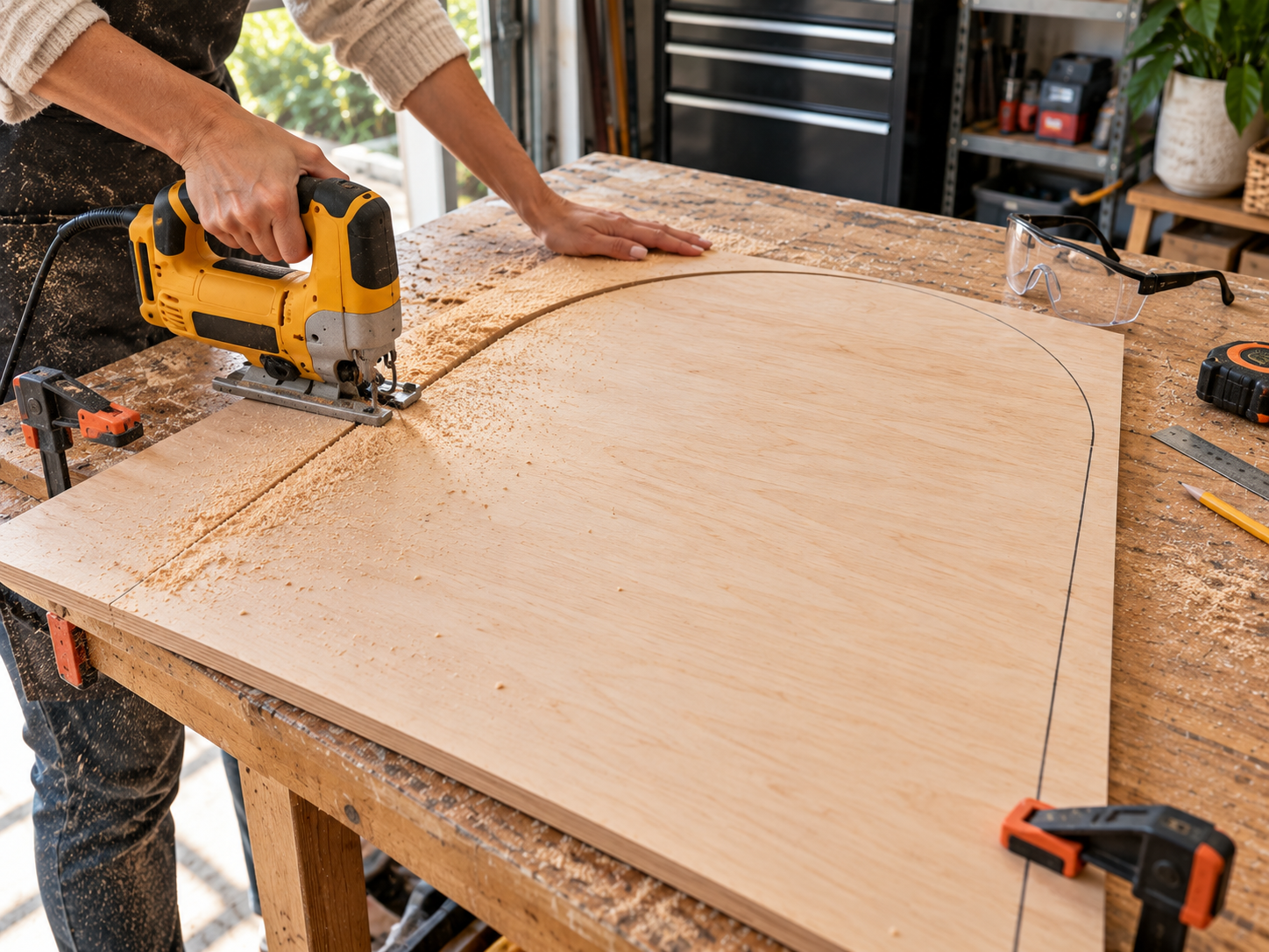 Advanced DIY Arched Oak Frame Floor Mirror Woodworking Project, step 2: Cut Plywood Frame Layers