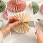 DIY Accordion Fold Paper Rosette Garland for Neutral Everyday Wall Decor