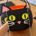 DIY Black Cat Foam Trick-or-Treat Bucket for Halloween Candy