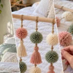 DIY Boho Yarn Pom-Pom Wall Hanging for a Cozy Bedroom or Living Space