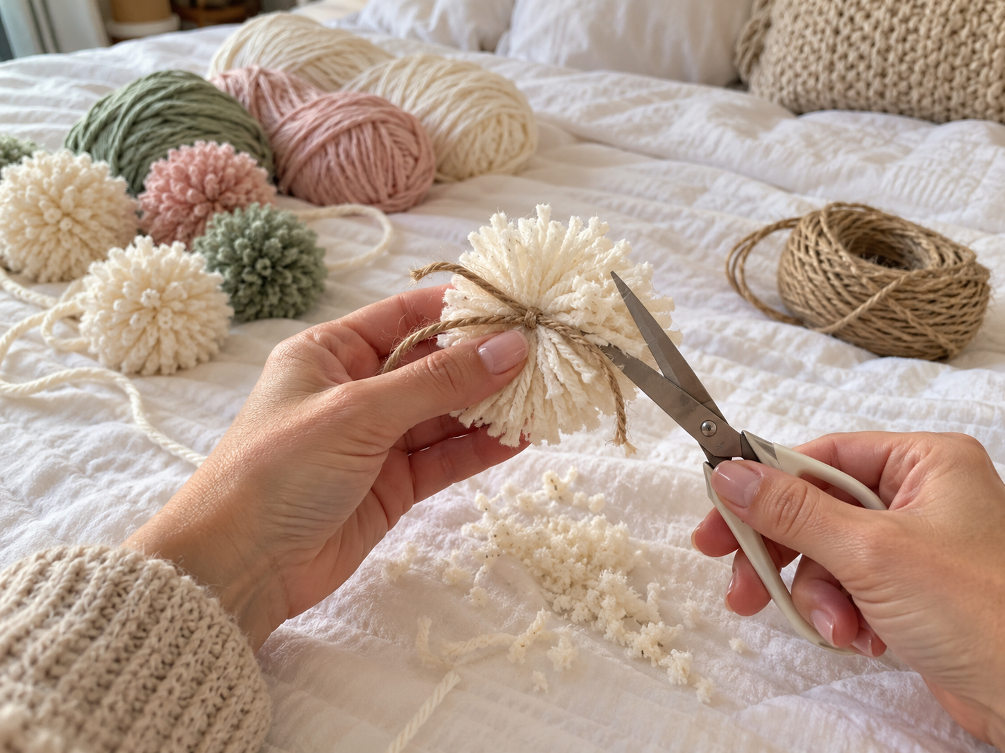 DIY Boho Yarn Pom-Pom Wall Hanging for a Cozy Bedroom or Living Space, step 1: Create Yarn Pom-Poms and Tassels
