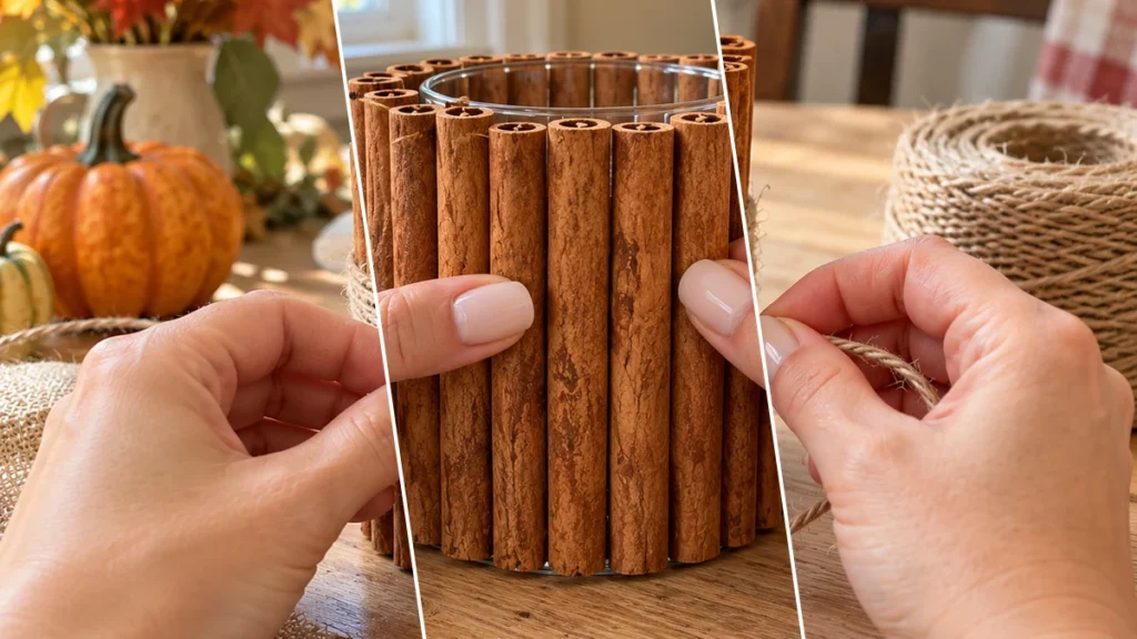 DIY Cinnamon Stick Candle Holders for Fall Tablescapes & Thanksgiving Decor