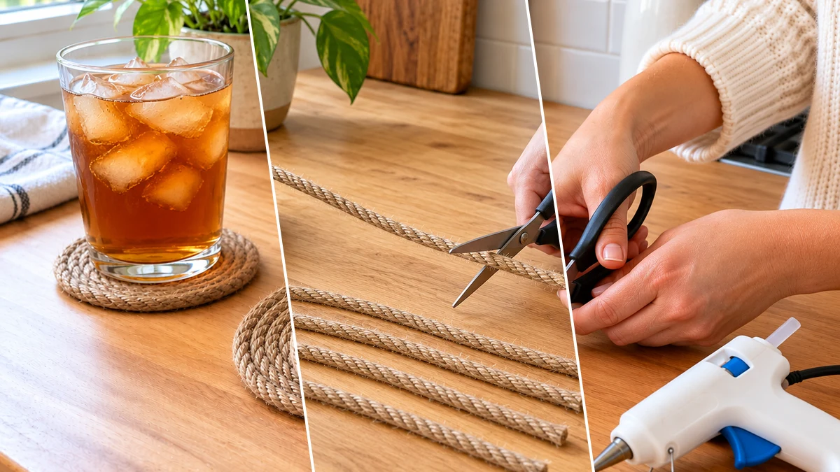 DIY Coiled Jute Rope Coasters for Rustic Farmhouse Decor, DIY Home Decor craft tutorial for Farmhouse / Rustic