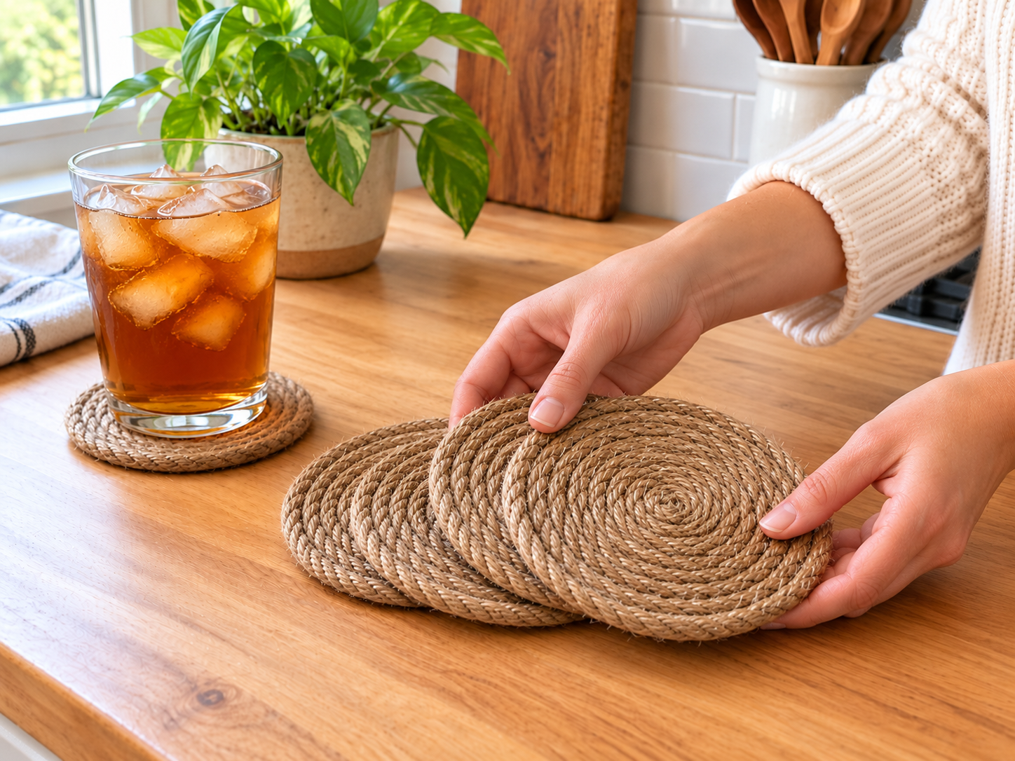 DIY Coiled Jute Rope Coasters for Rustic Farmhouse Decor, step 5: Final Inspection & Display