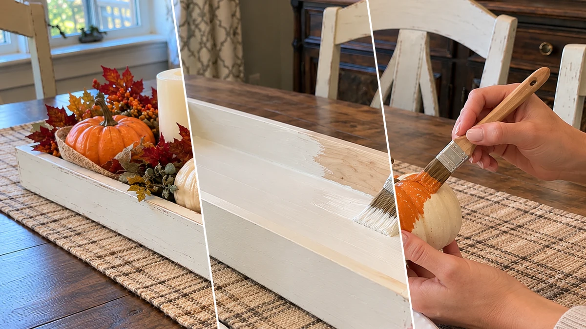 DIY Distressed Wooden Tray Fall Centerpiece for a Thanksgiving Table, DIY Holiday & Seasonal craft tutorial for Thanksgiving