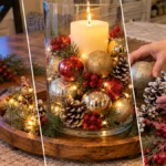 DIY Dollar Tree Christmas Hurricane Centerpiece