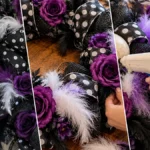 DIY Double Skull Purple Rose Wreath for Halloween Door Decor