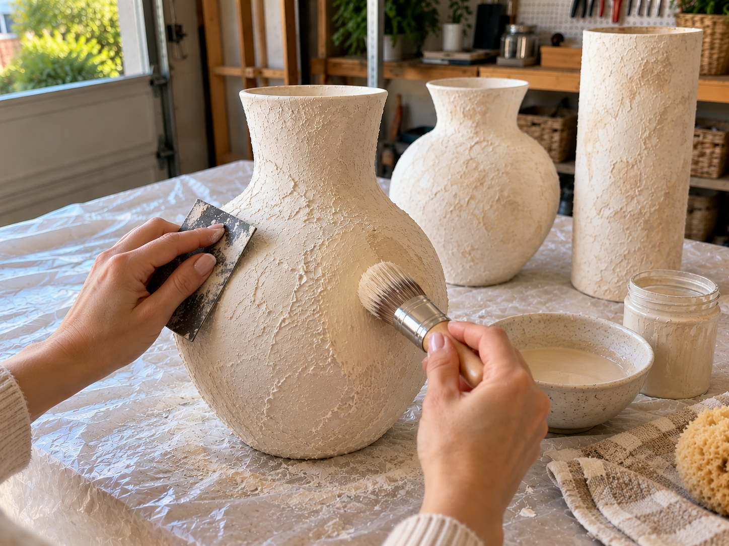 DIY Faux Plaster Vases from Glass or Plastic for Rustic Home Decor, step 5: Apply Color Wash