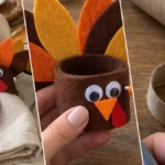 DIY Felt Turkey Napkin Rings from Upcycled Cardboard Tubes for Thanksgiving
