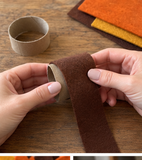 DIY Felt Turkey Napkin Rings from Upcycled Cardboard Tubes for Thanksgiving, step 2: Cut the Felt Feathers