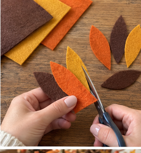 DIY Felt Turkey Napkin Rings from Upcycled Cardboard Tubes for Thanksgiving, step 3: Assemble the Feather Fan