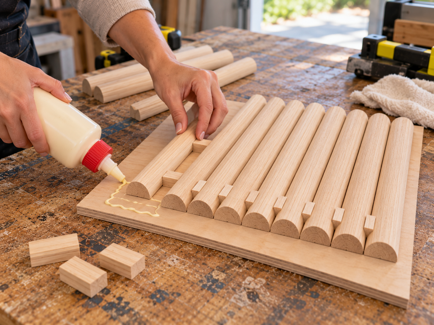 DIY Fluted Wood Wall Shelf with Dark Walnut Finish, step 3: Assemble the Fluted Panel