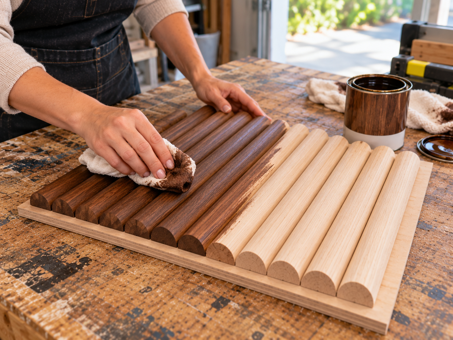 DIY Fluted Wood Wall Shelf with Dark Walnut Finish, step 5: Stain and Seal the Shelf