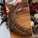 DIY Gothic Skull Crescent Moon Wreath for Halloween Door Decor