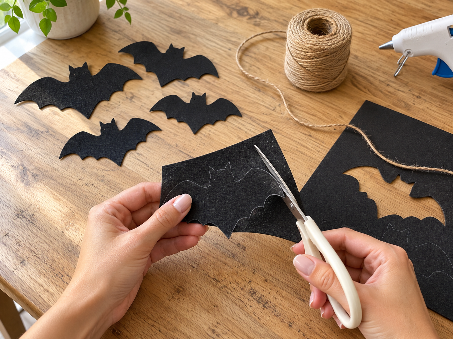 DIY Halloween Bat and Dot Garland for Mantel or Wall with Craft Foam, step 2: Cut Out Bat Shapes
