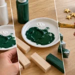 DIY Mini Jenga Block Christmas Trees for a Snowy Mantel Display