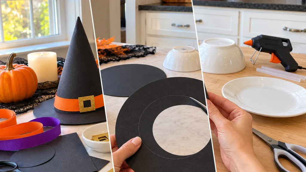 DIY Mini Witch Hat Treat Cones for Halloween Table Decor