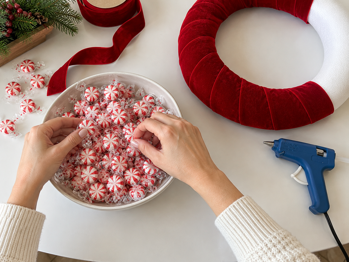 DIY Peppermint Candy Christmas Wreath for Festive Holiday Door Decor, step 2: Prepare and Sort Peppermint Candies