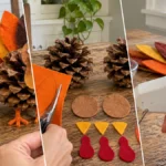 DIY Pinecone and Felt Turkeys for Thanksgiving Table or Fall Decor