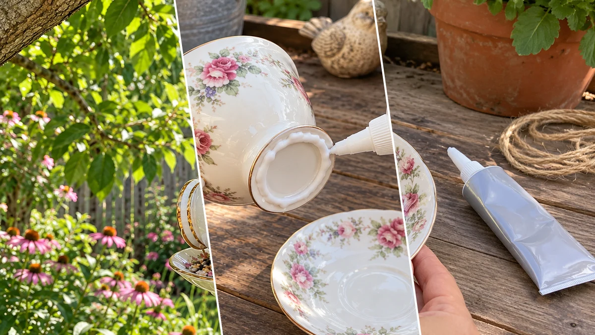 DIY Repurposed Teacup and Saucer Bird Feeder for Garden Decor, DIY Home Decor craft tutorial for Spring & Garden