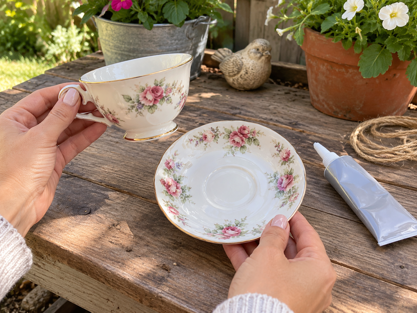 DIY Repurposed Teacup and Saucer Bird Feeder for Garden Decor, step 1: Prepare Teacup and Saucer