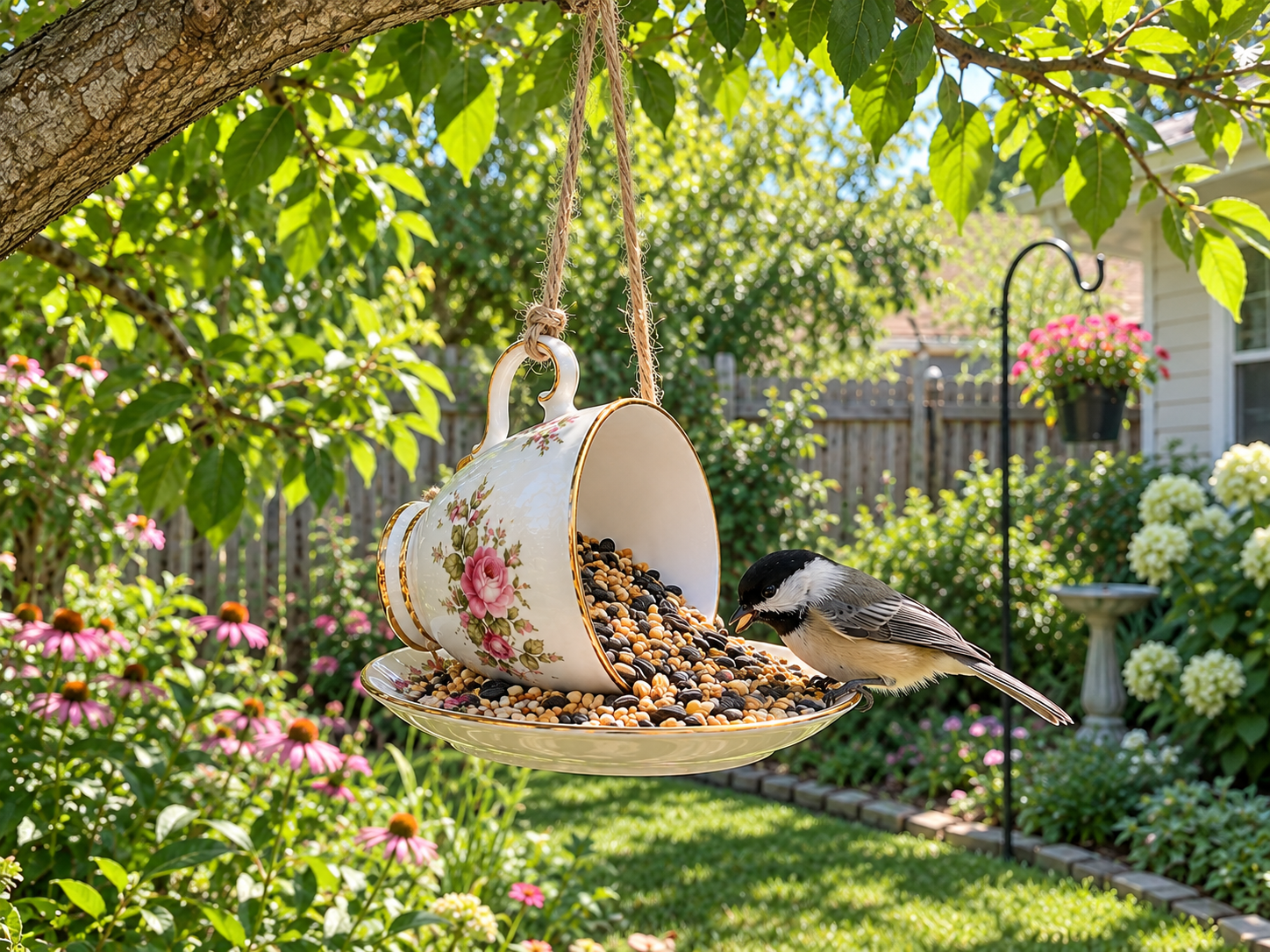 DIY Repurposed Teacup and Saucer Bird Feeder for Garden Decor, step 5: Cure and Fill Feeder