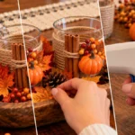 DIY Rustic Fall Votive Candle Centerpiece for Thanksgiving Table Decor