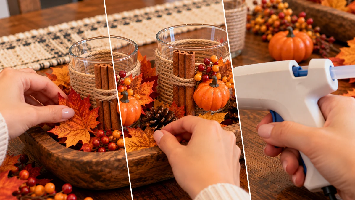 DIY Rustic Fall Votive Candle Centerpiece for Thanksgiving Table Decor, DIY Holiday & Seasonal craft tutorial for Thanksgiving