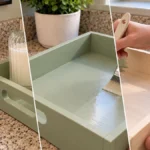 DIY Sage Green Wooden Tray Organizer for a Bathroom Vanity