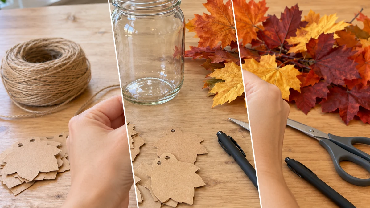 DIY Thanksgiving Gratitude Jar with Kraft Leaf Tags, DIY Holiday & Seasonal craft tutorial for Thanksgiving