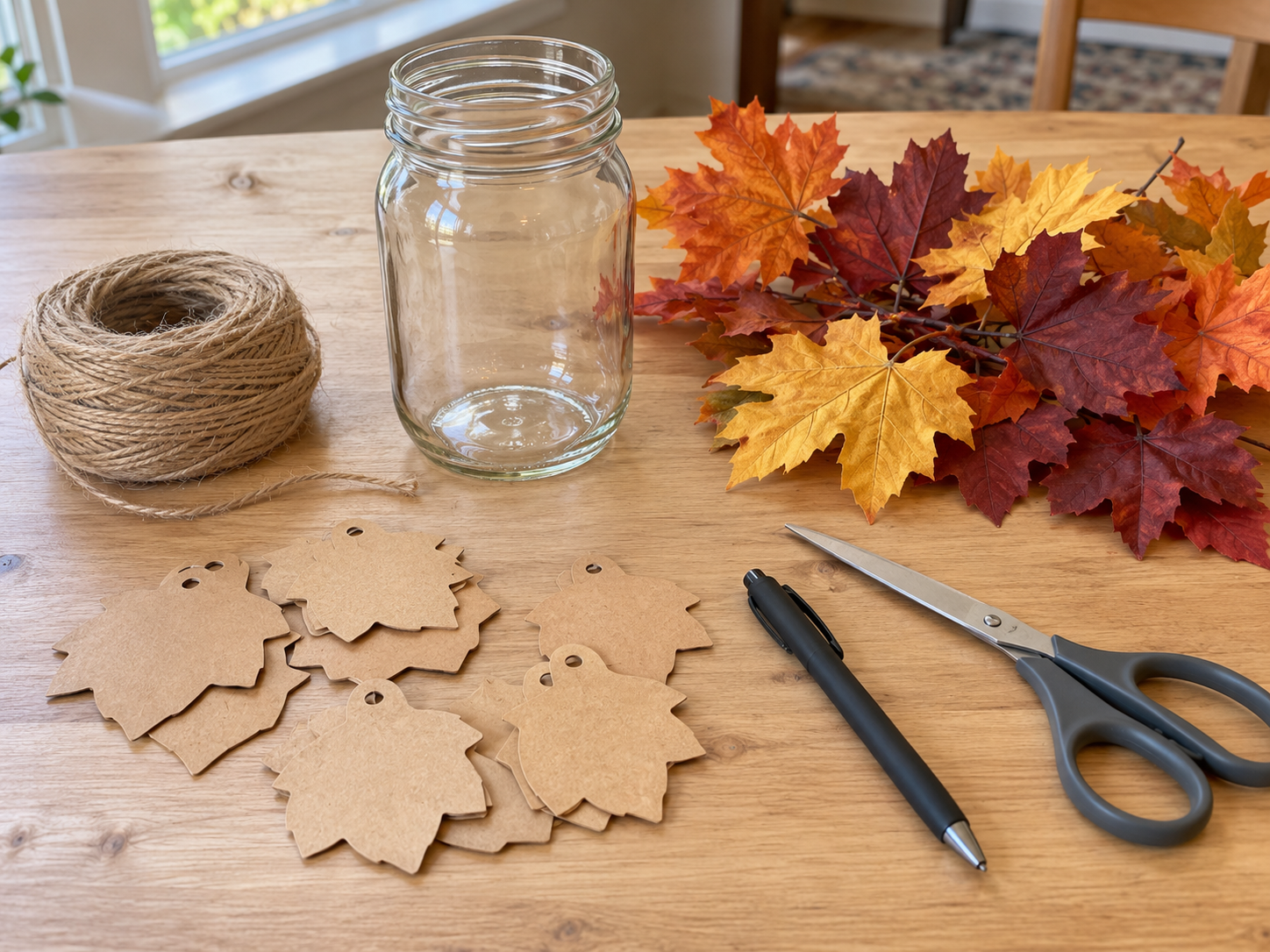 DIY Thanksgiving Gratitude Jar with Kraft Leaf Tags, step 1: Gather Craft Supplies