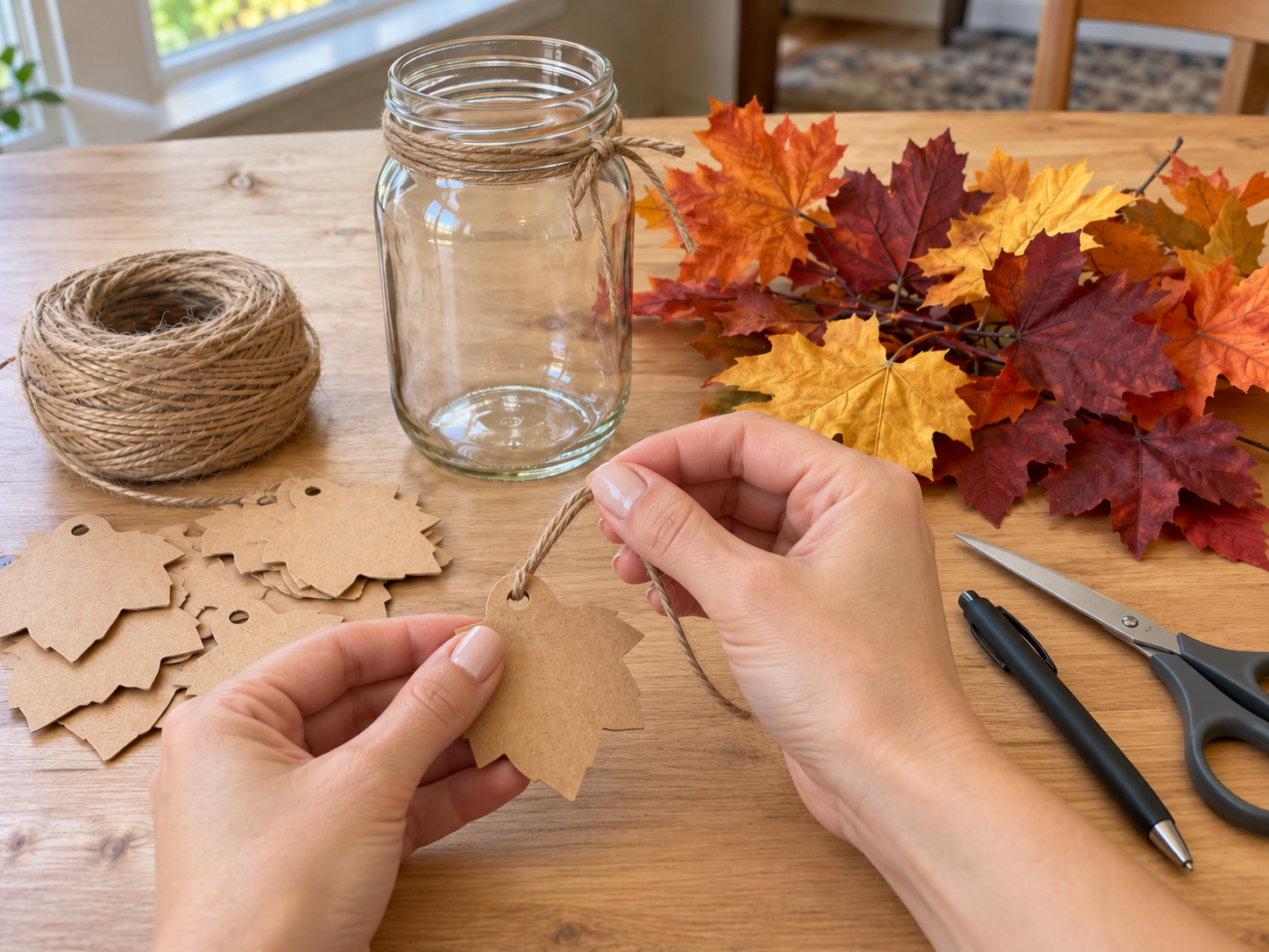 DIY Thanksgiving Gratitude Jar with Kraft Leaf Tags, step 3: Prepare Leaf Tags